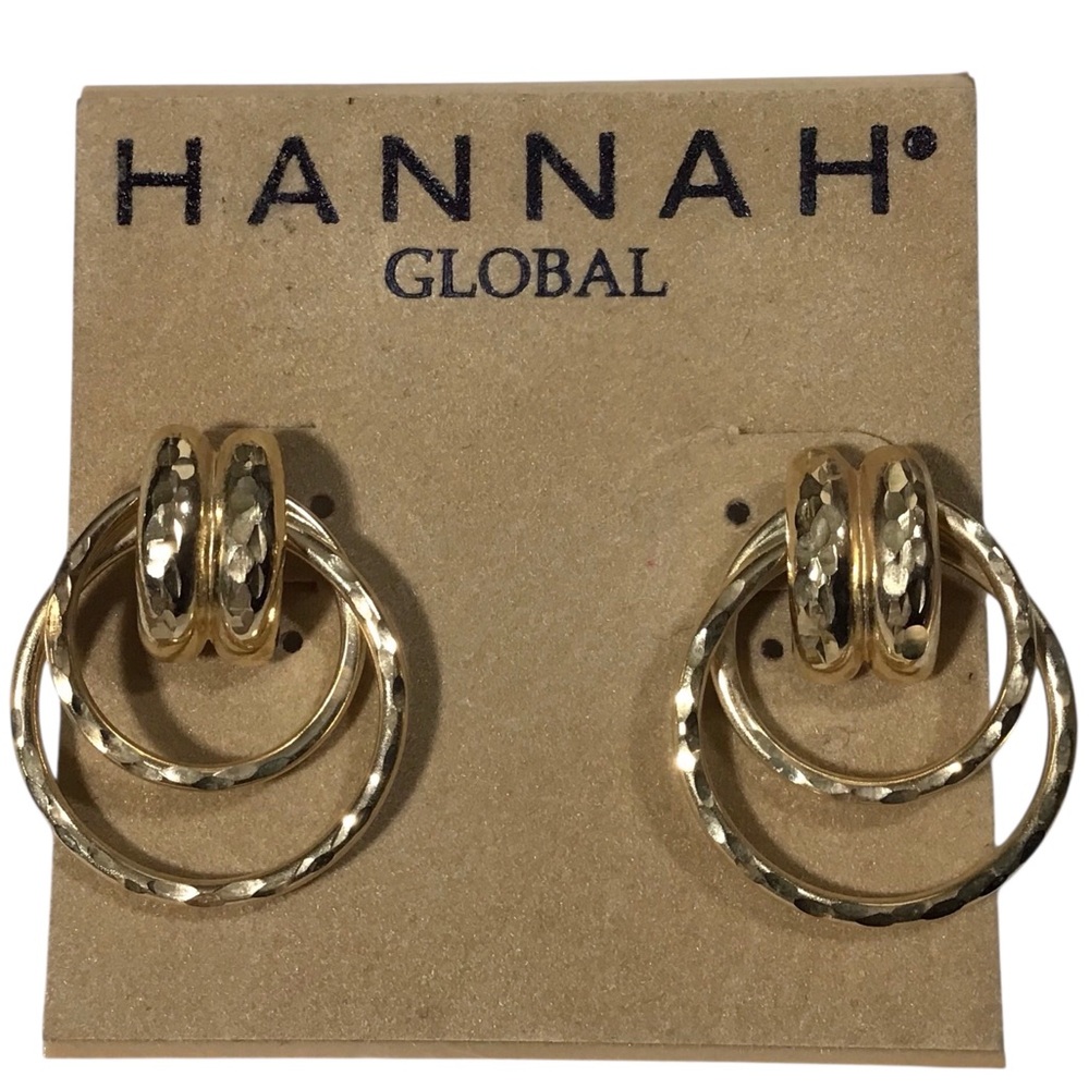 Hannah Global Hoop Earrings Gold Tone Geometric Double Fashion Jewelry NWT